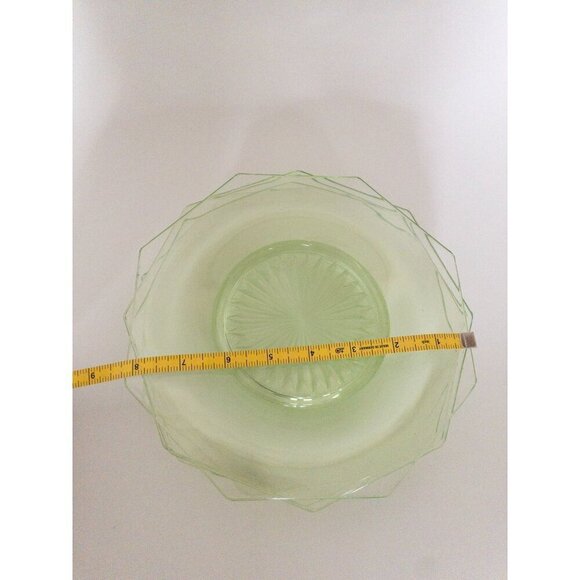 Vintage Uranium Glass Octagonal Plates Set Of 5 With Sunburst Design - Picture 7 of 7